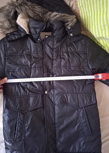 Erkek Çocuk Siyah Kürklü Streetwear Kaban - Görsel 4