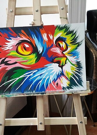 Çok renkli kedi tablosu