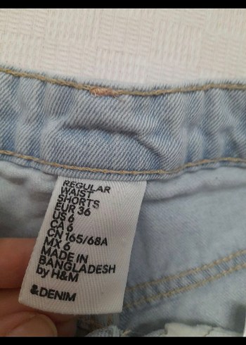 36 Beden mavi Renk H&M Açık Mavi Mini Denim Şort