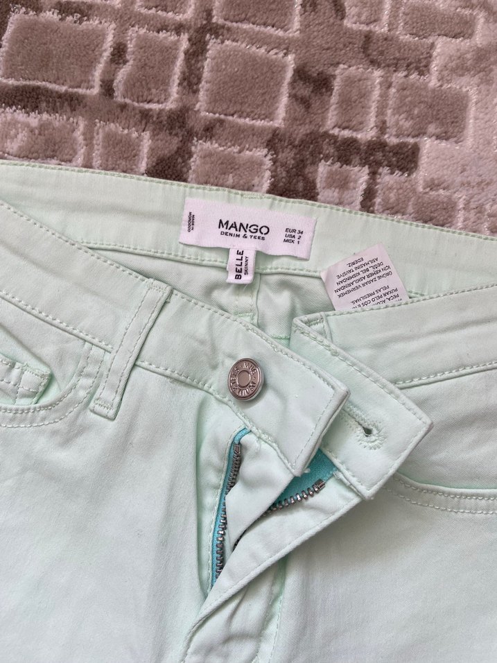 Mango Düğmeli Yeşil Kadın Skinny Pantolon - Görsel 2