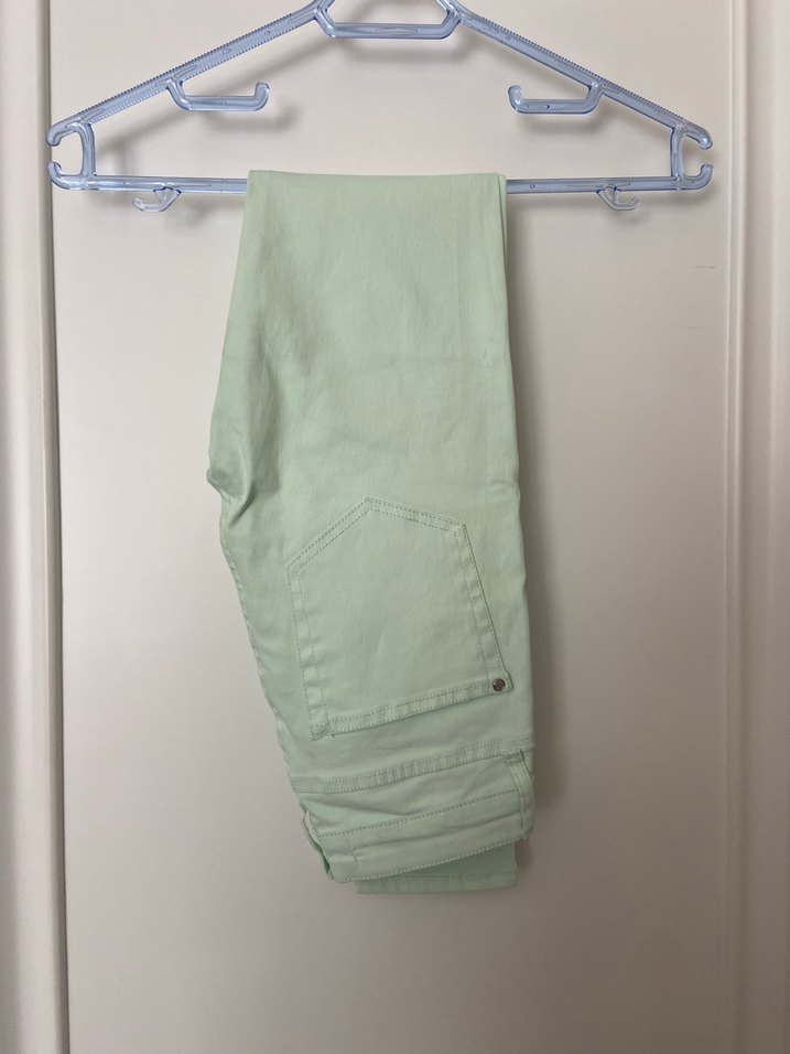 Mango Düğmeli Yeşil Kadın Skinny Pantolon - Görsel 3