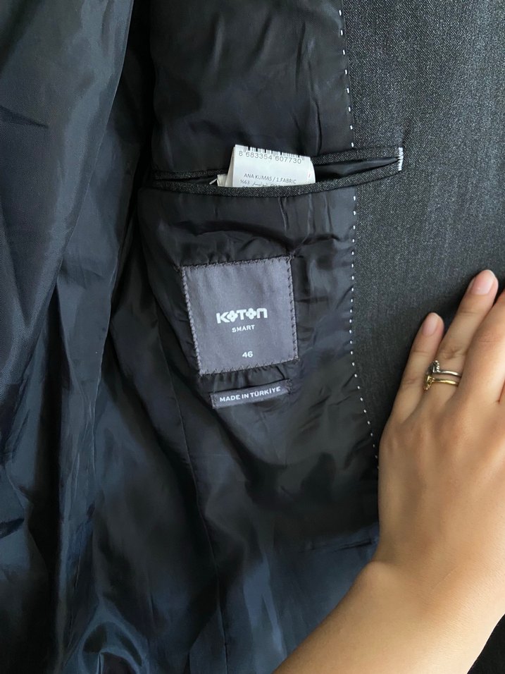 Gri Düğmeli Erkek Ofis Takım Ceketi - Görsel 3