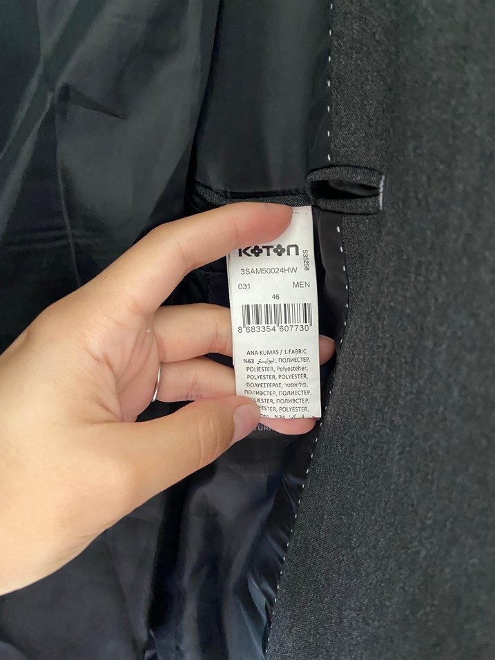 Gri Düğmeli Erkek Ofis Takım Ceketi - Görsel 4