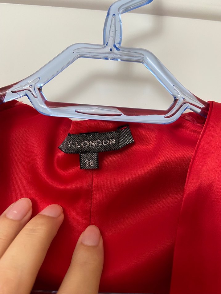 Kırmızı Saten Uzun Kollu Bolero - Görsel 2