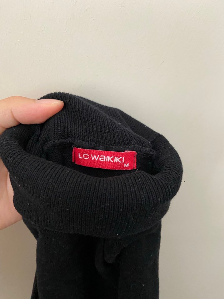 Siyah Kadın Klasik Balıkçı Yaka Sweatshirt - Görsel 2