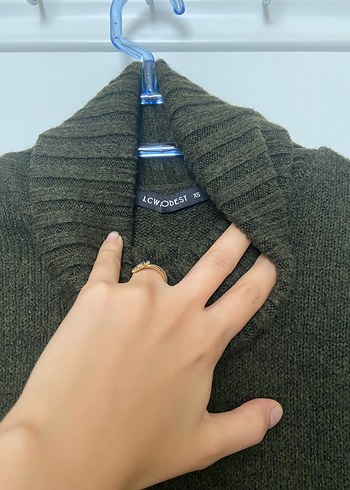 Boğazlı Yünlü Kadın Triko Elbise - Görsel 5