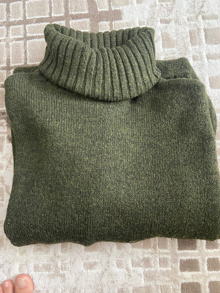 Boğazlı Yünlü Kadın Triko Elbise - Görsel 4