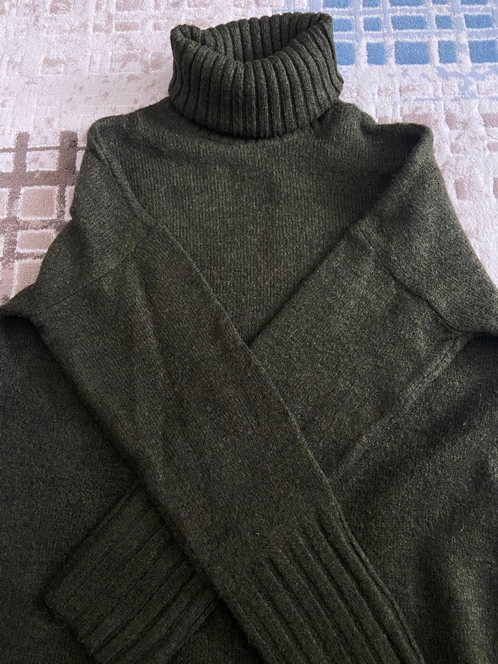 Boğazlı Yünlü Kadın Triko Elbise - Görsel 3