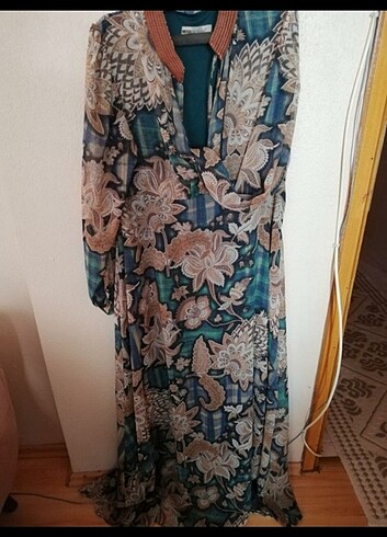 Yazlik sifon elbise beli kemerli sorunsuz 42 46 beden uyumlu 