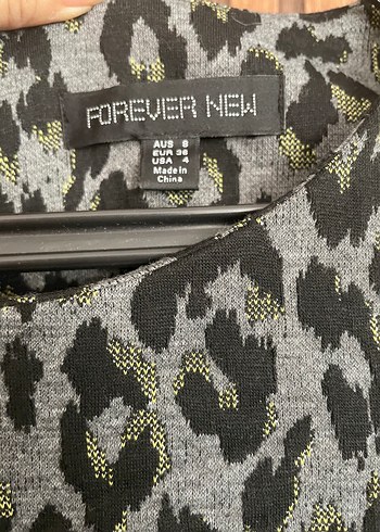 Forever New Gri Desenli Uzun Kollu Triko Elbise