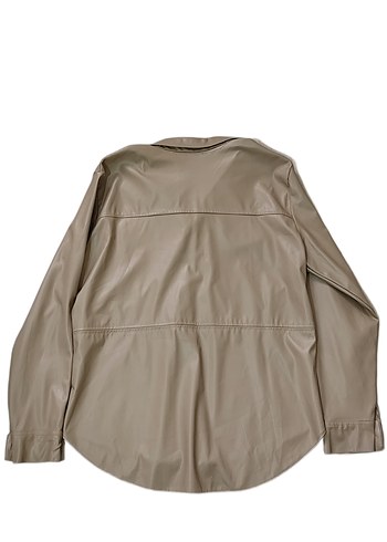 Bej Düğmeli Deri Kadın Ceket - Görsel 2