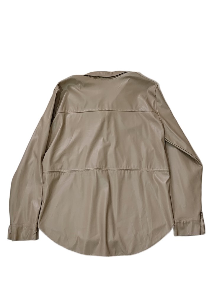 Bej Düğmeli Deri Kadın Ceket - Görsel 2