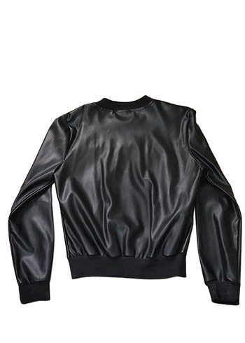 Siyah Deri Fermuarlı Kadın Ceket - Görsel 2