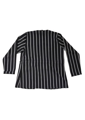 Kadın Siyah Beyaz belden bağlamalı Çizgili Regular Fit Blazer - Görsel 3