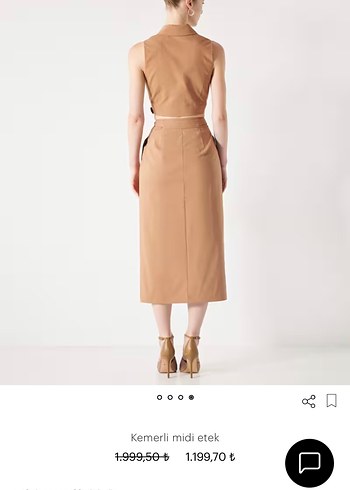 Bej Kemerli Kadın Midi etek - Görsel 2
