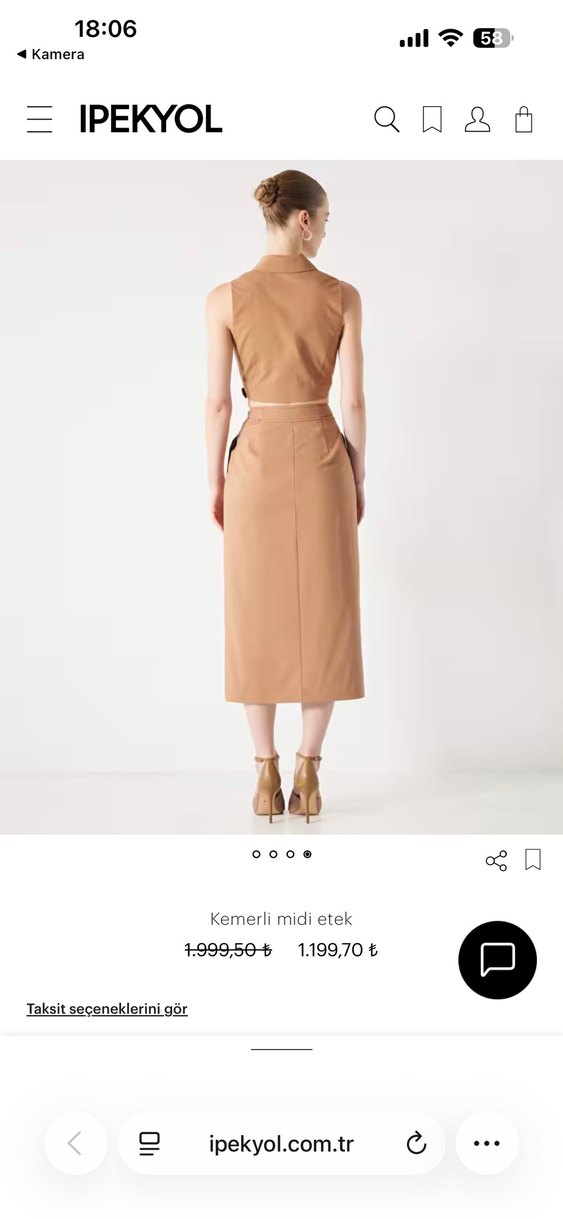 Bej Kemerli Kadın Midi etek - Görsel 2