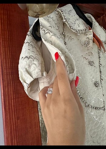 Taş İşlemeli Jakarlı Mini Elbise - Görsel 5