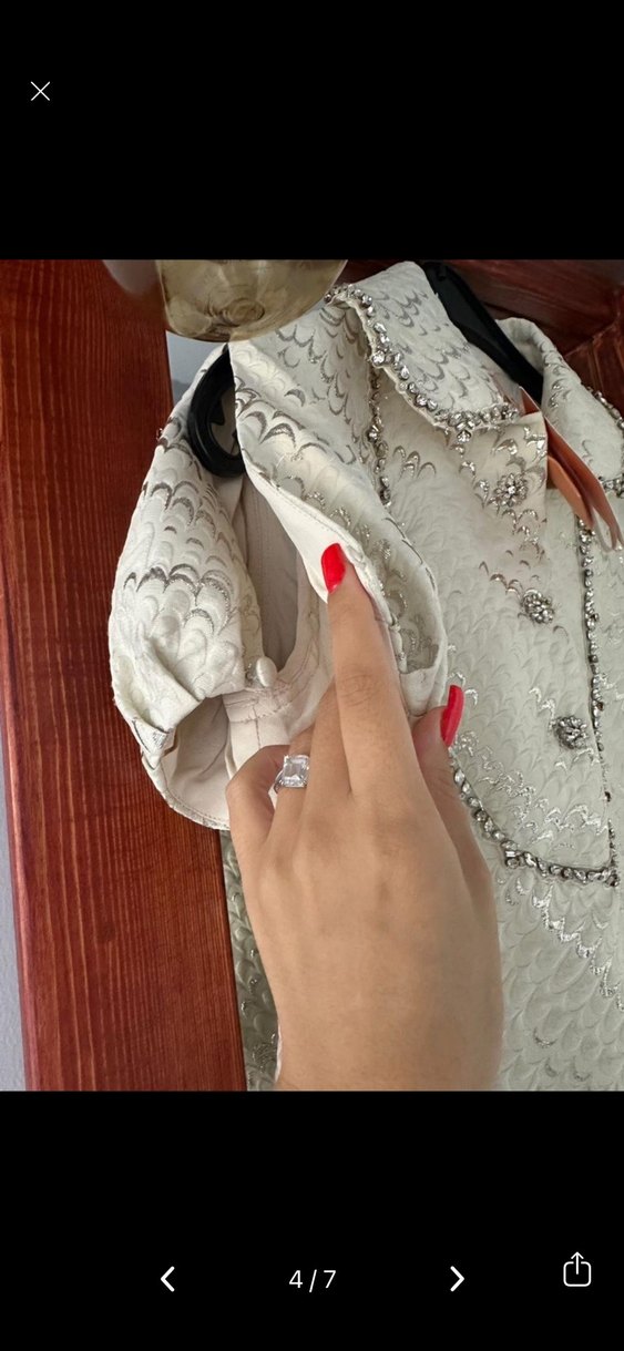 Taş İşlemeli Jakarlı Mini Elbise - Görsel 5