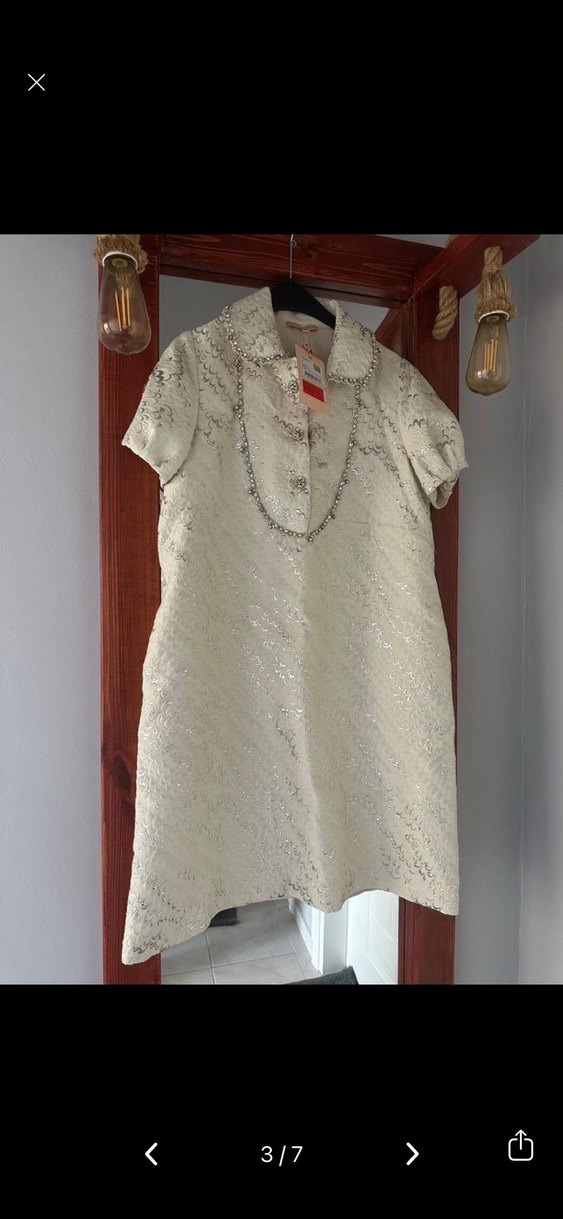 Taş İşlemeli Jakarlı Mini Elbise - Görsel 4