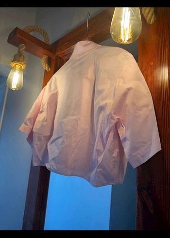 Pembe Mini Düğmeli Kısa Kollu Kadın Gömlek - Görsel 2