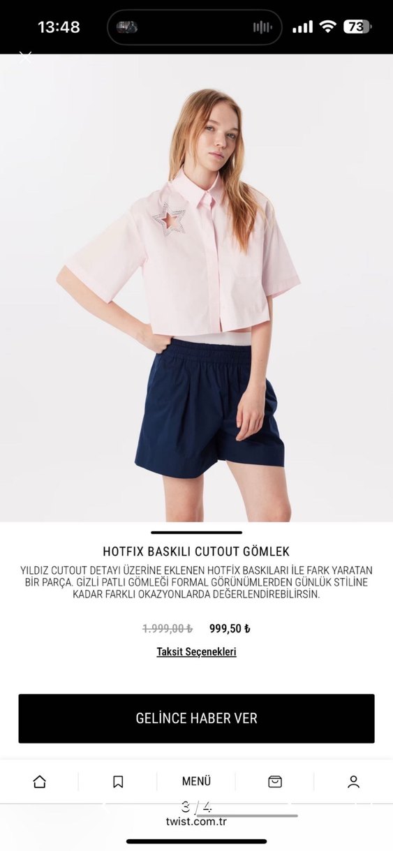 Pembe Mini Düğmeli Kısa Kollu Kadın Gömlek - Görsel 3