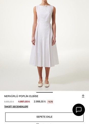 Beyaz Keten Pilili Uzun Elbise - Görsel 3