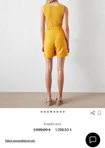 Sarı Kuşaklı Kısa Şort - Görsel 3