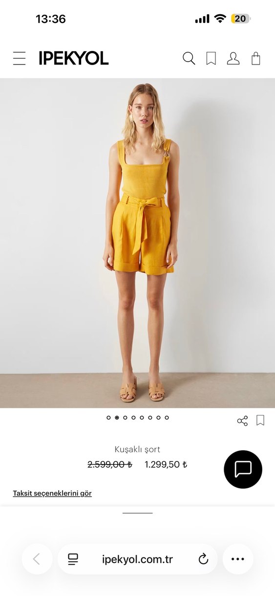 Sarı Kuşaklı Kısa Şort - Görsel 2