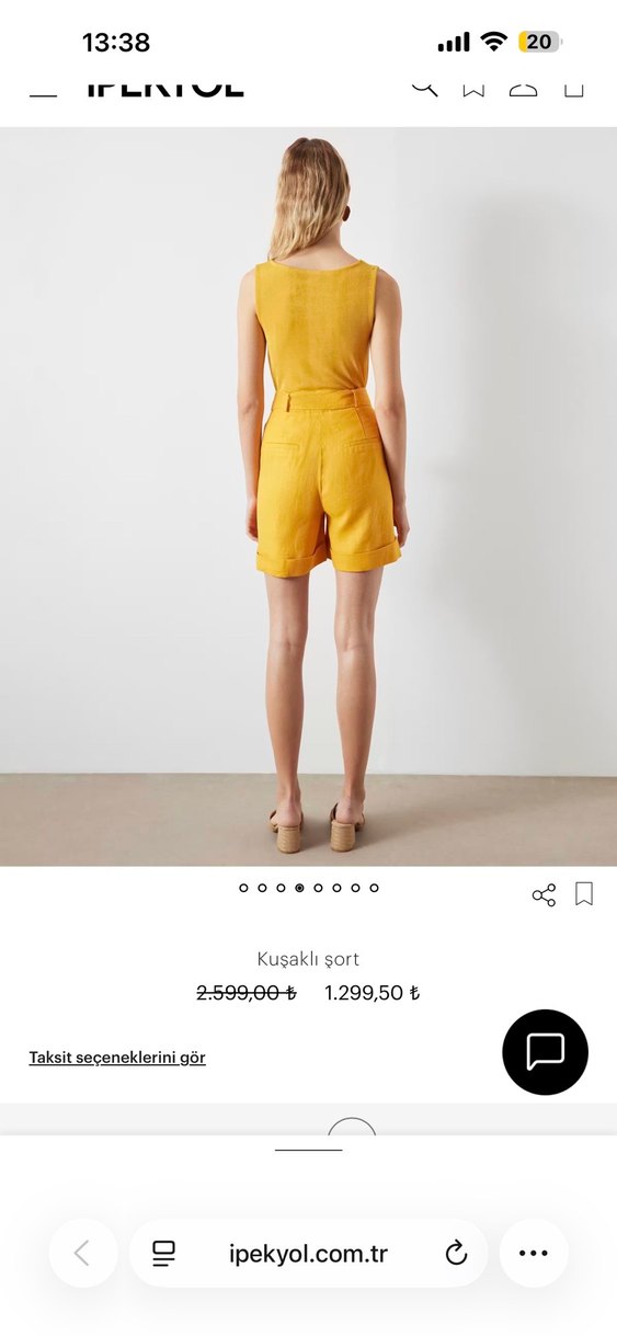 Sarı Kuşaklı Kısa Şort - Görsel 3