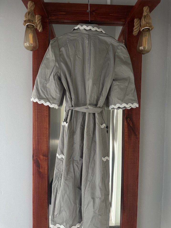 Nakışlı, kısa kollu uzun elbise - Görsel 2