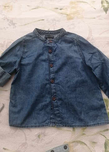 24-36 Ay Beden Erkek Çocuk Lacivert Denim Gömlek