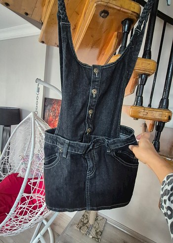 Kızlar İçin  Denim Askılı Tulum - Görsel 5