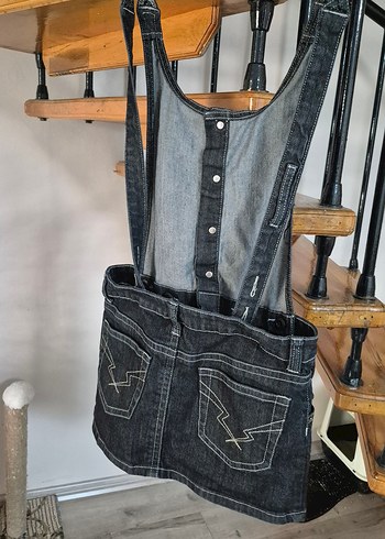 Kızlar İçin  Denim Askılı Tulum - Görsel 4