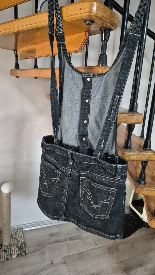 Kızlar İçin  Denim Askılı Tulum - Görsel 4