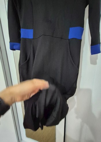 Uzun Kollu Siyah Kadın elbise - Görsel 3