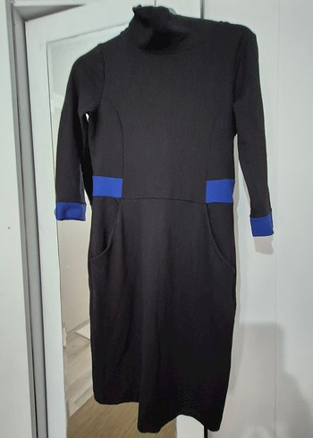 Uzun Kollu Siyah Kadın elbise - Görsel 7