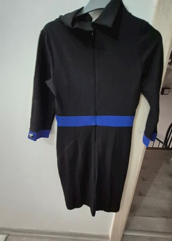 Uzun Kollu Siyah Kadın elbise - Görsel 2