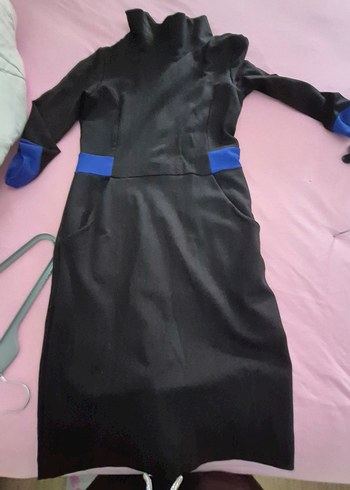 Uzun Kollu Siyah Kadın elbise - Görsel 5