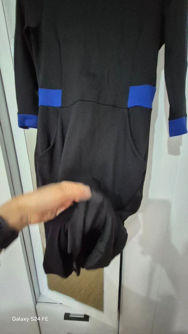 Uzun Kollu Siyah Kadın elbise - Görsel 3