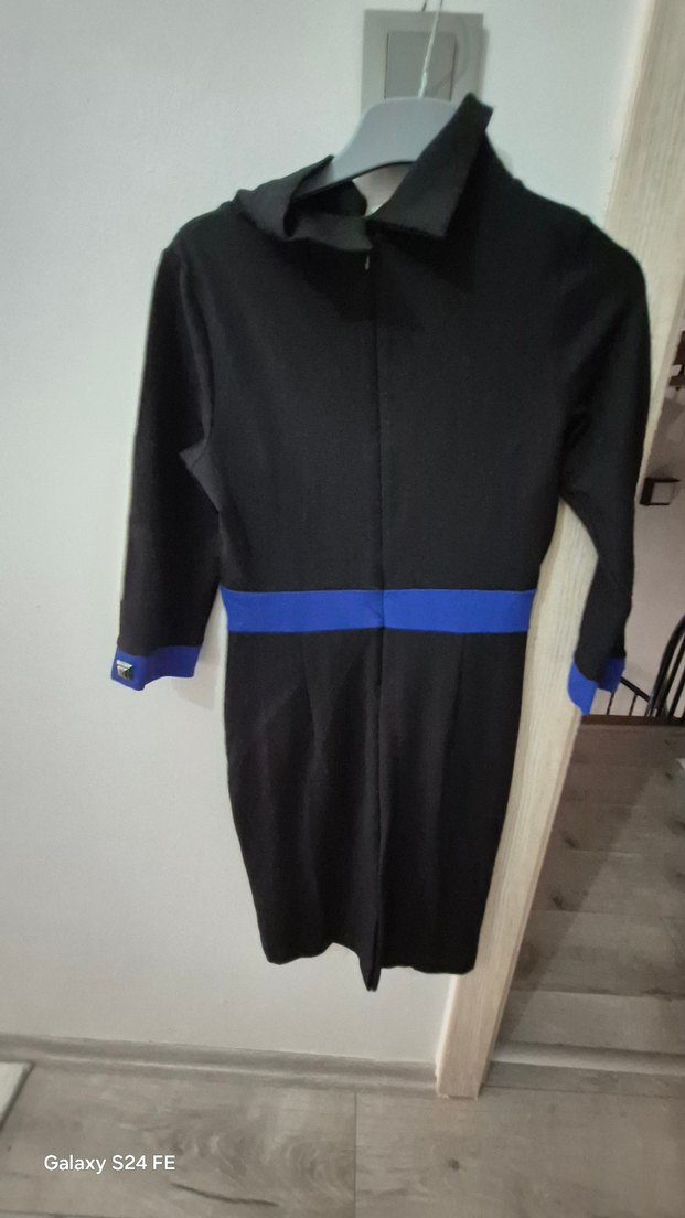 Uzun Kollu Siyah Kadın elbise - Görsel 2