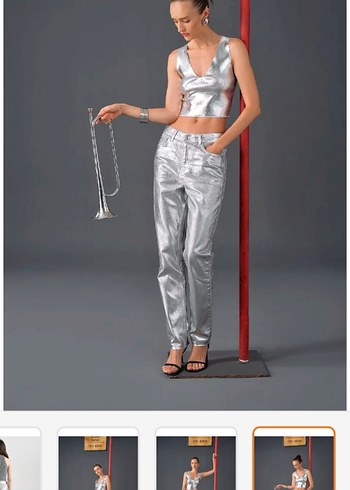 metalik Denim Kadın Pantolon - Görsel 5