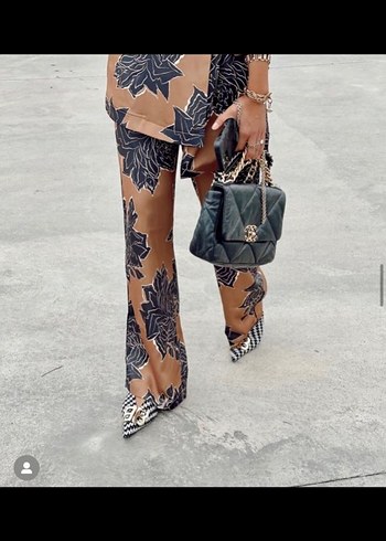 Bohem Tarzı Bağlama Desenli Kadın Pantolon - Görsel 5