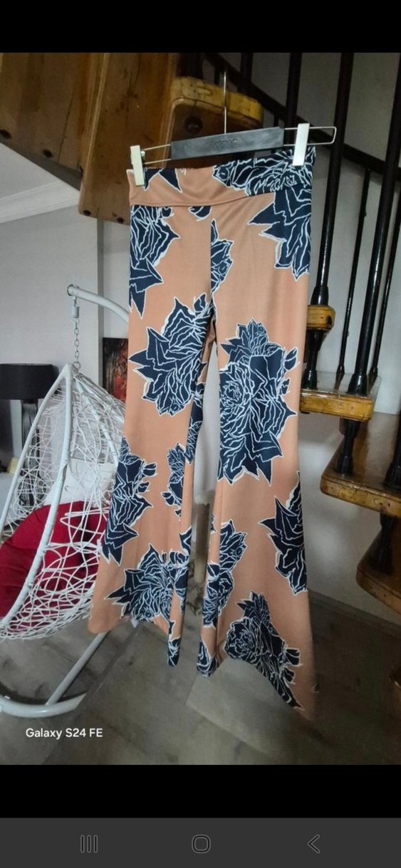 Bohem Tarzı Bağlama Desenli Kadın Pantolon - Görsel 2