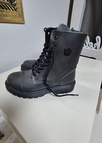 Kadın Siyah Deri Biker Bot - Görsel 8