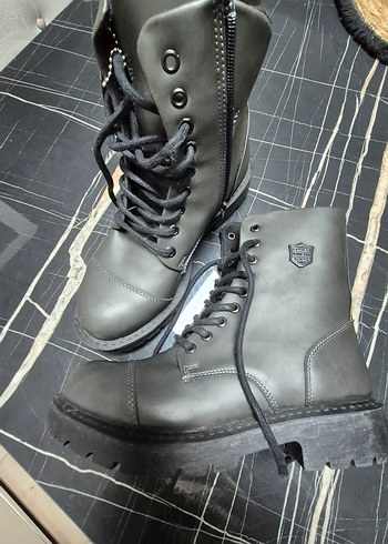 Kadın Siyah Deri Biker Bot - Görsel 7