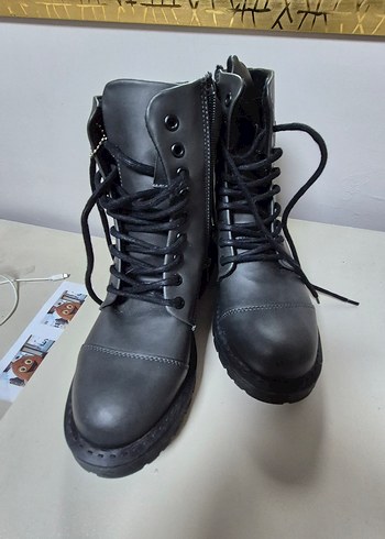 Kadın Siyah Deri Biker Bot - Görsel 4