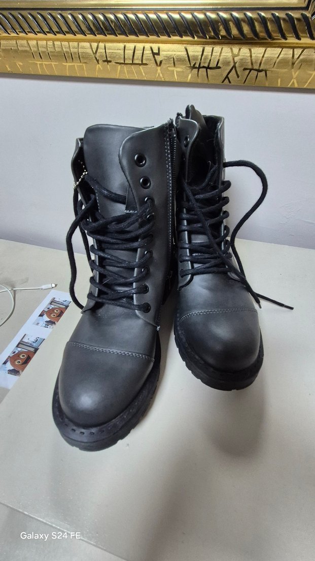 Kadın Siyah Deri Biker Bot - Görsel 4