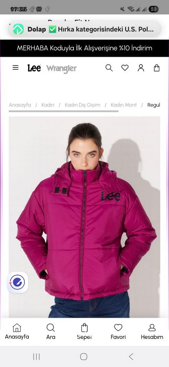 Lee Kadın Koyu Pembe Kısa Mont - Görsel 4