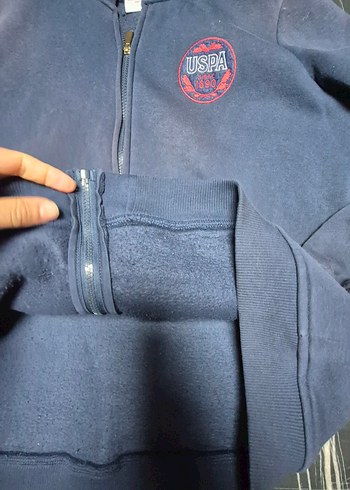 USPA Lacivert Fermuarlı Erkek Sweatshirt - Görsel 2