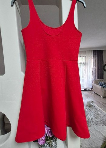 Kırmızı Mini Elbise - Görsel 6